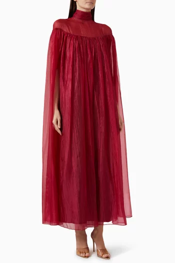 Sheer High-neck Cape Gown in Organza