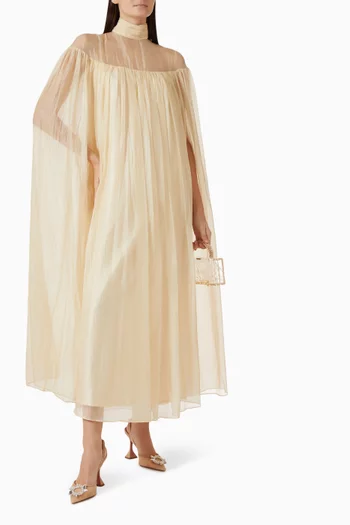 Sheer High-neck Cape Gown in Organza