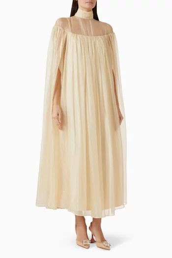 Sheer High-neck Cape Gown in Organza