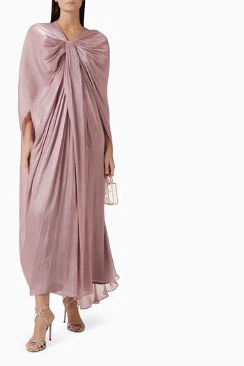 Draped Kaftan Gown in Organza