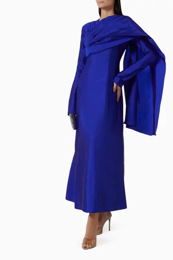 Draped Hood Gown in Taffeta