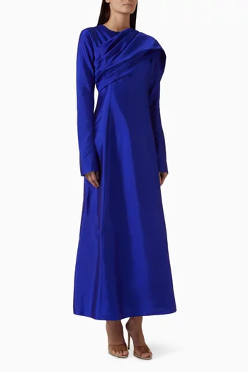 Draped Hood Gown in Taffeta