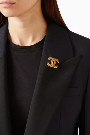 CC Brooch in Gold-tone Metal