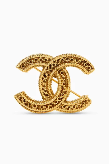 CC Brooch in Gold-tone Metal