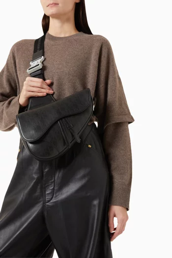 Oblique Saddle Bag in Perforated Leather