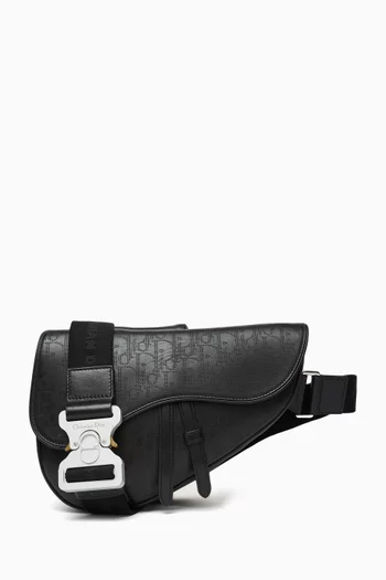 Oblique Saddle Bag in Perforated Leather