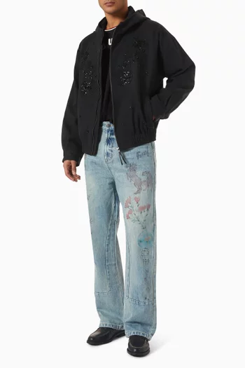 Hand-embroidered Anorak Jacket in Cotton Canvas