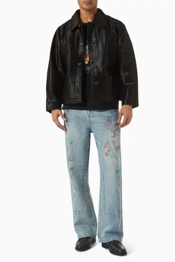 Button-up Jacket in Cowhide