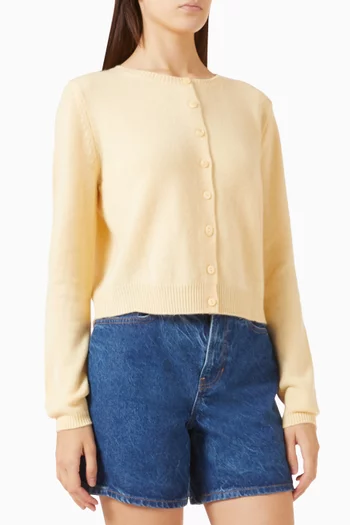 Clara Crewneck Cardigan in Cashmere