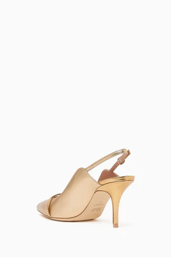 MARION 70 SLINGBACK PUMPS IN METALLIC LEATHER AND MIRROR LEATHER STRAPS WITH 70 MM MID STILETTO HEEL:GOLD:37.5|220083043