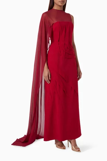 Aurene Cape Dress in Mesh