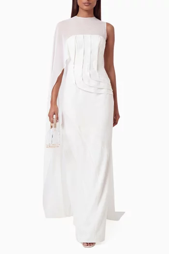 Aurene Cape Dress in Mesh