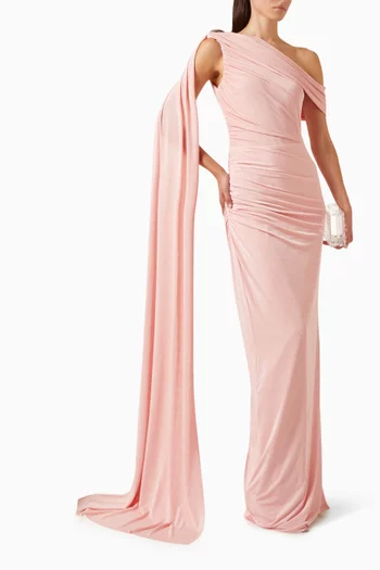 Lorene Cape Dress in Jersey