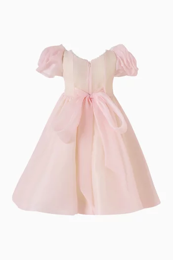 Lace Puffed-sleeves Dress