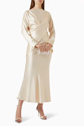 Tessa Top & Skirt Set in Satin