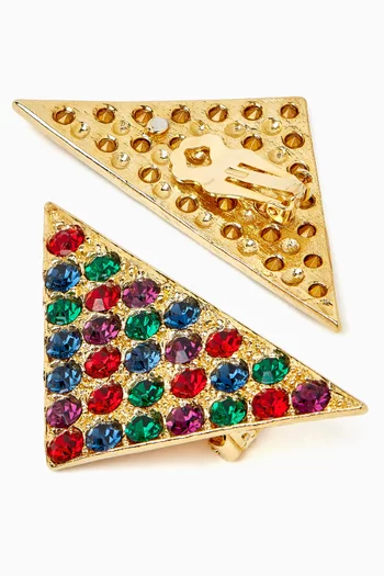 1980s Vintage Jewel Triangle Clip-On Earrings