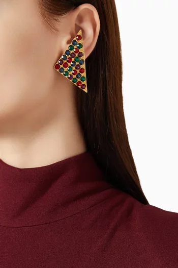 1980s Vintage Jewel Triangle Clip-On Earrings