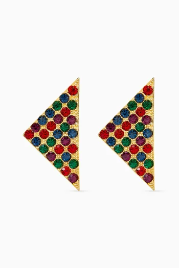 1980s Vintage Jewel Triangle Clip-On Earrings