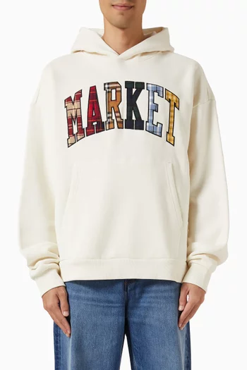 Plaid Appliqué Arc Hoodie