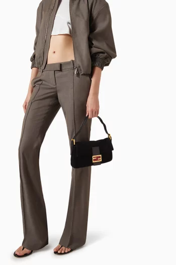 Baguette Shoulder Bag in Suede & Leather