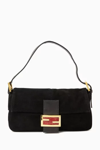 Baguette Shoulder Bag in Suede & Leather