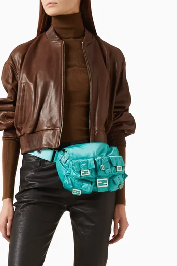 2020s Multi-pocket Baguette Shoulder Bag in Silk