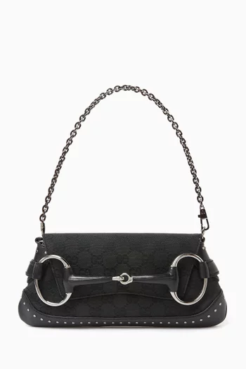Studded Horsebit Shoulder Bag in GG Monogram Canvas & Leather
