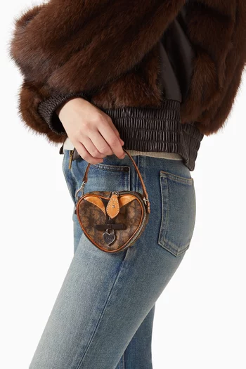 Romantique Heart Coin Purse in Coated Canvas & Leather