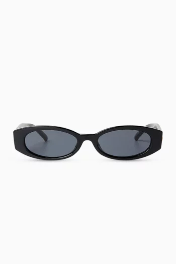 BELLADONNA INSPIRED BY TIMELESS `90S SILHOUETTES REIMAGINES THE CLASSIC OVAL FRAME WITH A MODERN SUNGLASSES:BLK:One Size|220089283