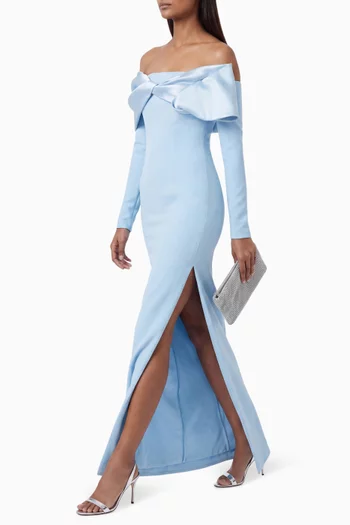 Off-shoulder Draped Maxi Dress
