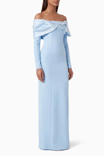 Off-shoulder Draped Maxi Dress
