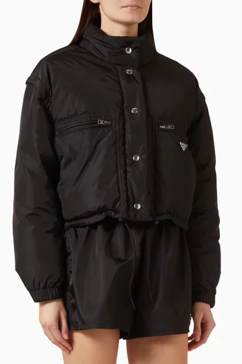 Cropped Down Jacket in Re-Nylon