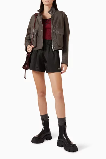 Washed Cropped Blouson Jacket in Re-Nylon