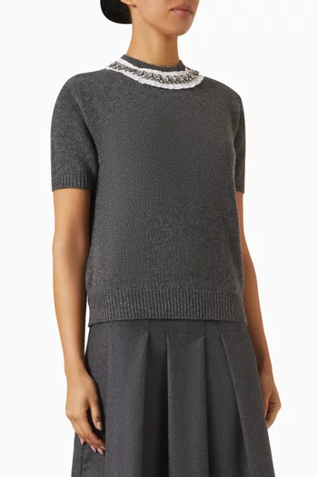 Embellished-collar Sweater in Wool & Cashmere