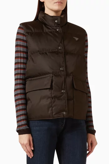 Quilted Down Vest in Re-Nylon