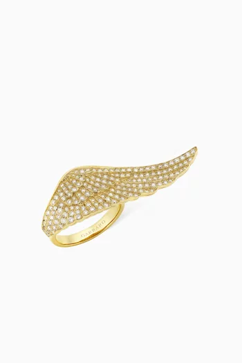 Wings Classic Large Diamond Ring in 18kt Yellow Gold