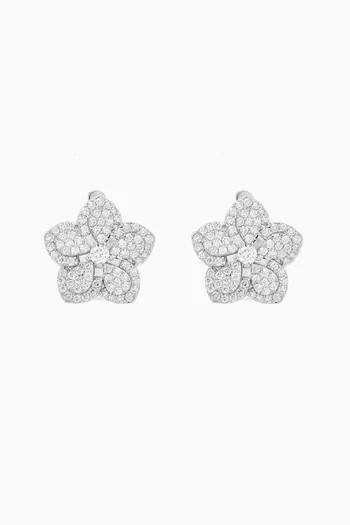 Floral Diamond Earrings in 14kt White Gold