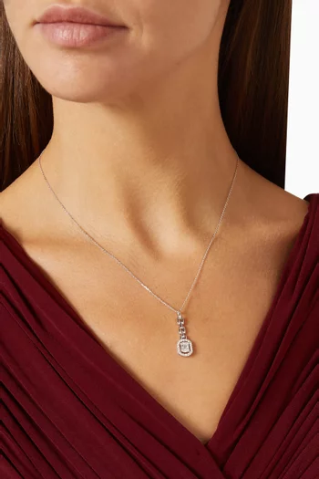Geometric Link Diamond Necklace in 18kt White Gold