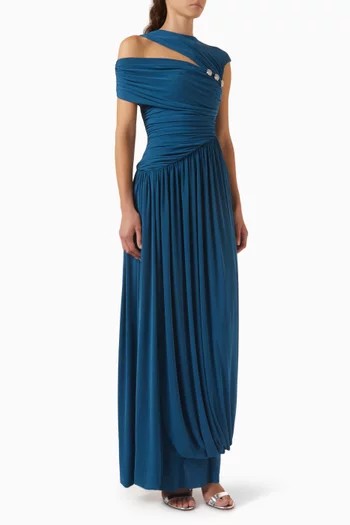 Chambery Asymmetric Draped Dress in Jersey