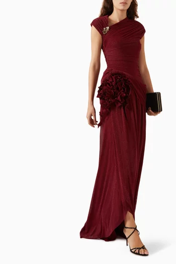Sherry Ruched Dress in Metallic Jersey