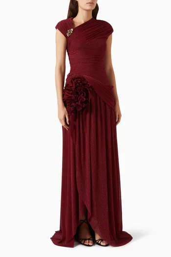 Sherry Ruched Dress in Metallic Jersey