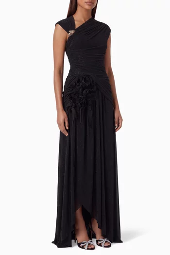Sherry Draped Dress in Shimmering Jersey