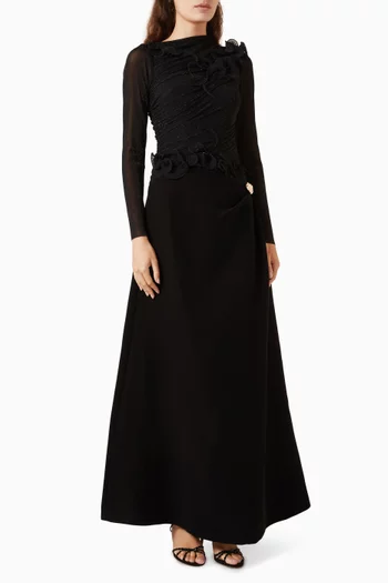 Tinilia Floral-appliqué Dress in Crepe