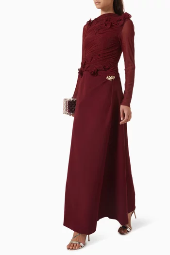Tinilia Floral-appliqué Dress in Crepe