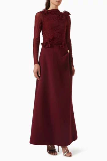 Tinilia Floral-appliqué Dress in Crepe