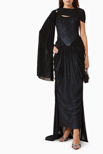 Royan Draped Dress in Metallic Jersey
