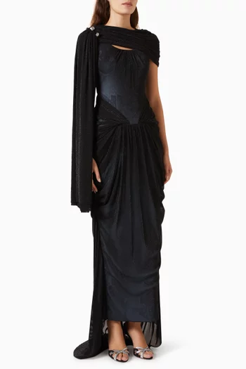 Royan Draped Dress in Metallic Jersey