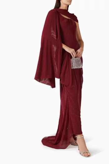 Royan Draped Dress in Metallic Jersey