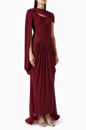 Royan Draped Dress in Metallic Jersey