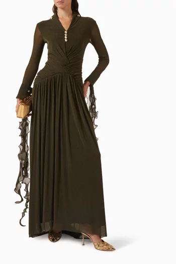 Reisling Ruffled Dress in Metallic Jersey